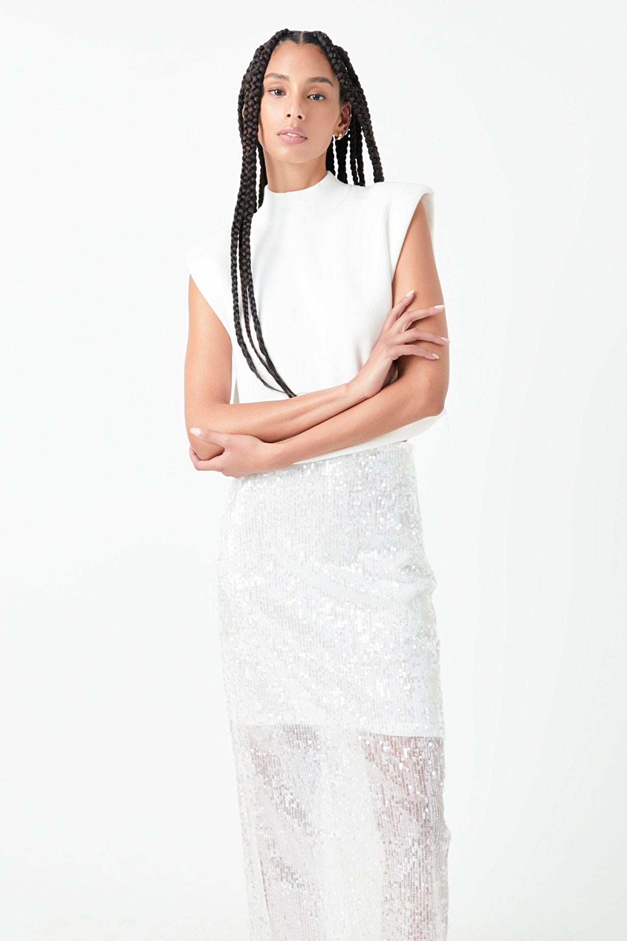 GREY LAB - Sequin Back Slit Maxi Skirt - SKIRTS available at Objectrare