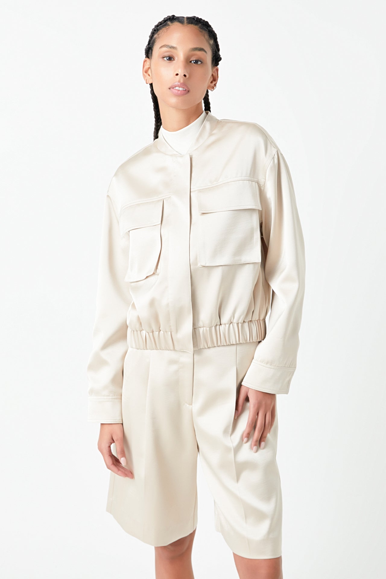 GREY LAB - Pocket Satin Jacket - JACKETS available at Objectrare