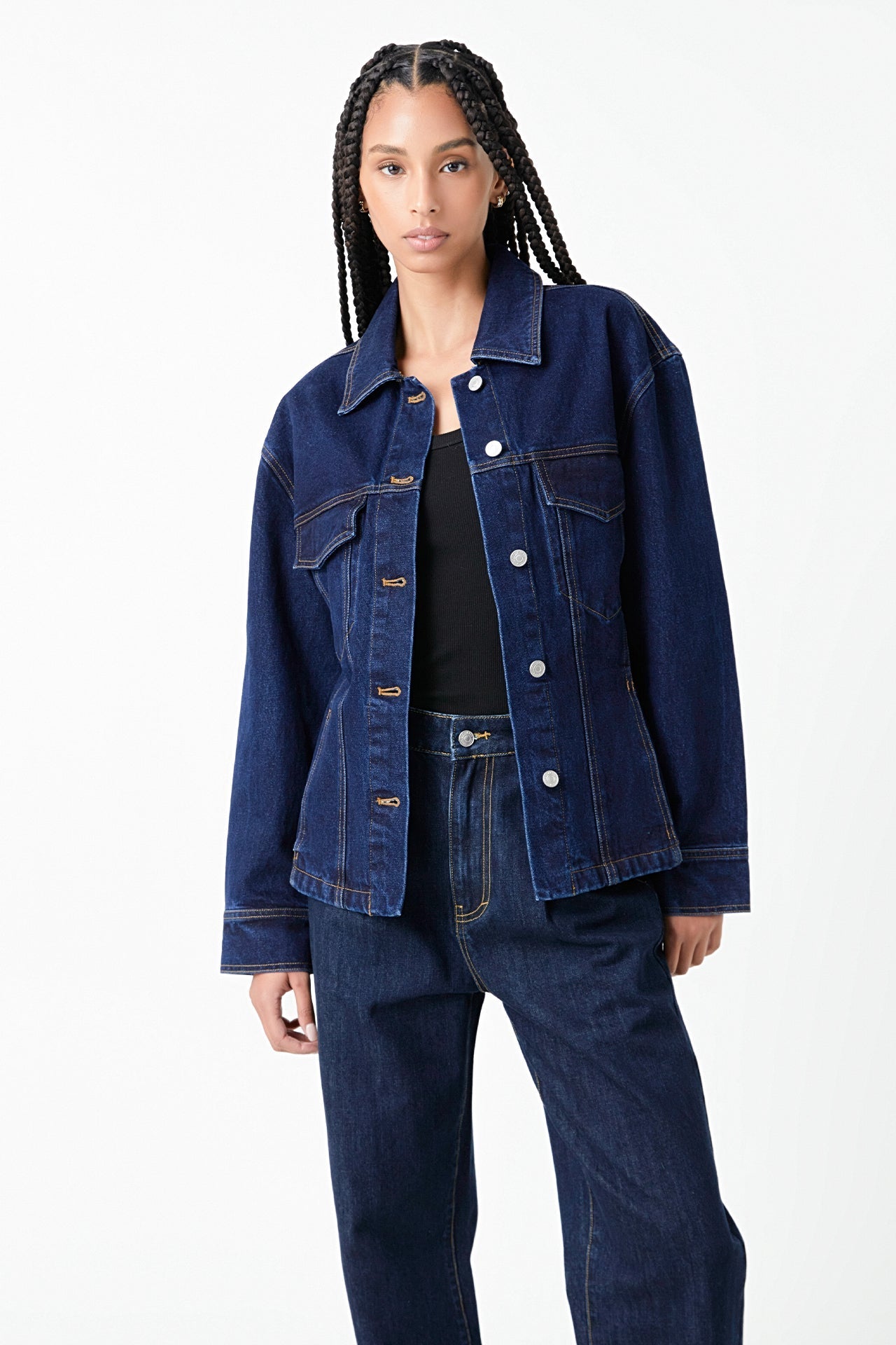 GREY LAB - Waist Fitted Denim Jacket - JACKETS available at Objectrare