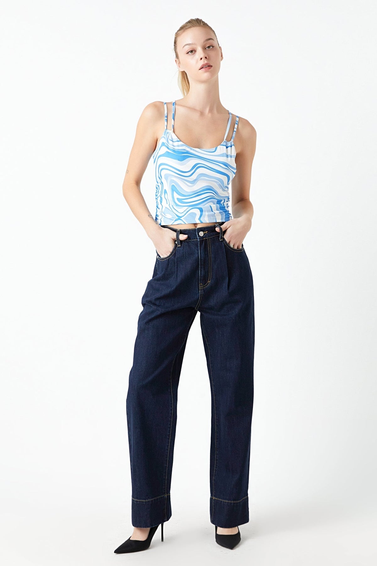 GREY LAB - Marble Print Knit Top - TOPS available at Objectrare