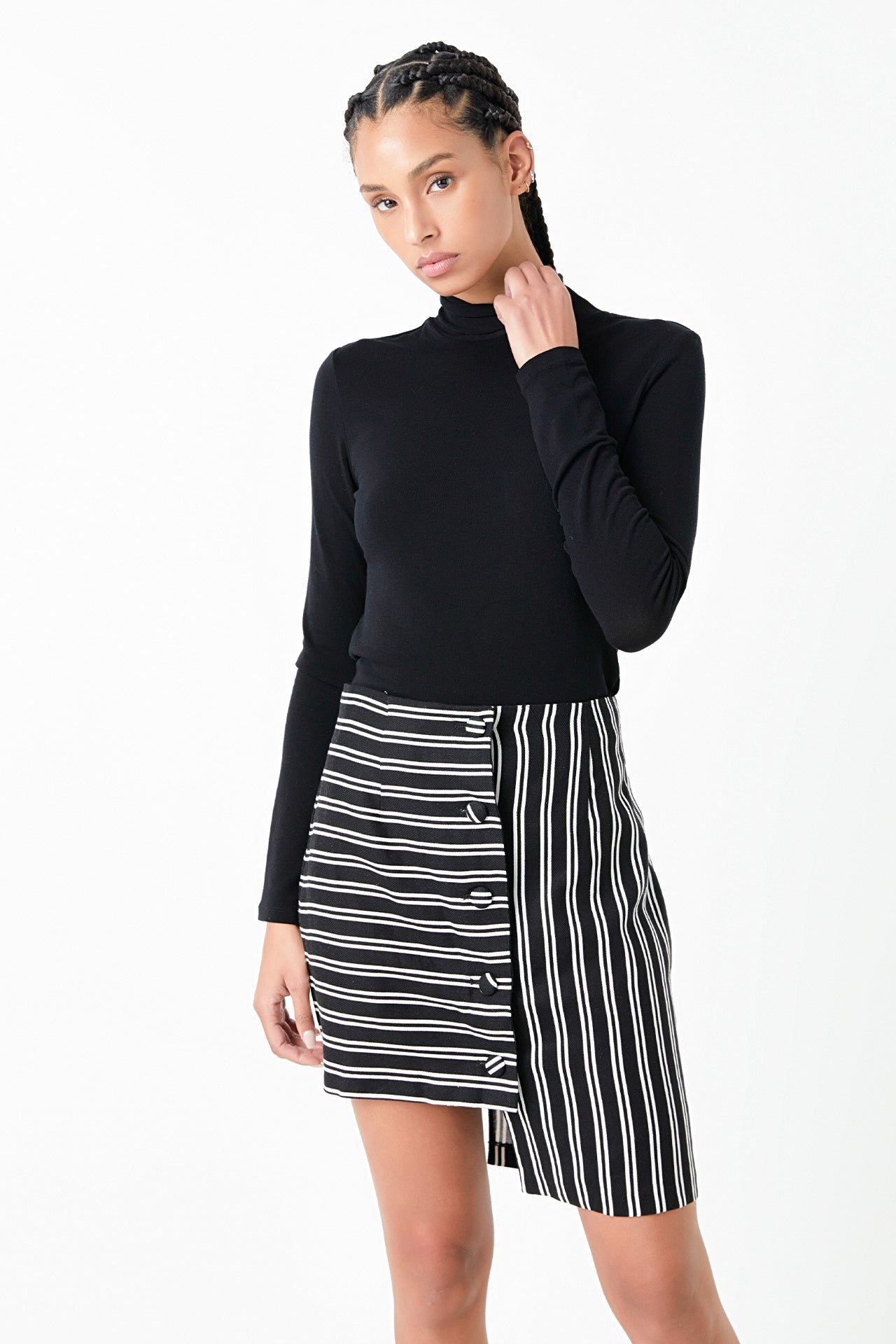 GREY LAB - Striped Asymmetrical Skirt - SKIRTS available at Objectrare