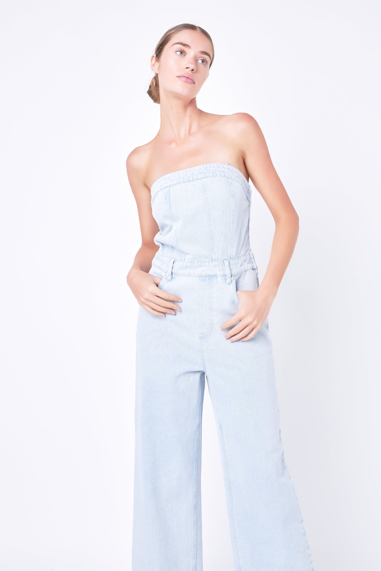 GREY LAB - Corset Denim Jumpsuit - JUMPSUITS available at Objectrare
