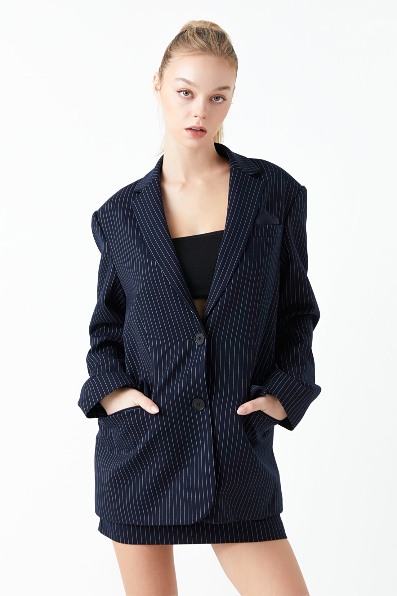 GREY LAB - Pin Stripe Oversized Jacket - JACKETS available at Objectrare