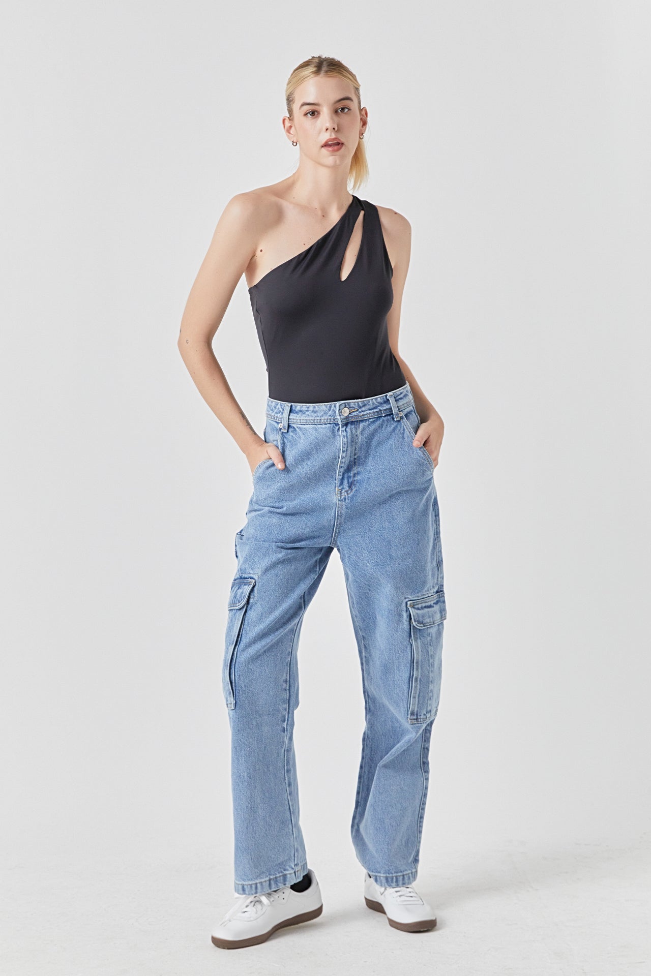 GREY LAB - Cut Out Asymmetric Bodysuit - BODYSUIT available at Objectrare