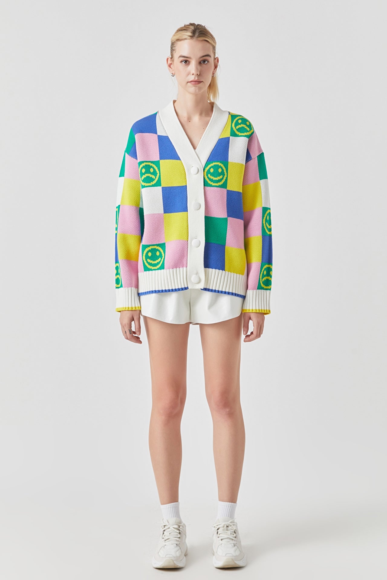 GREY LAB - Smiley Colorblock Knit Cardigan - CARDIGAN available at Objectrare
