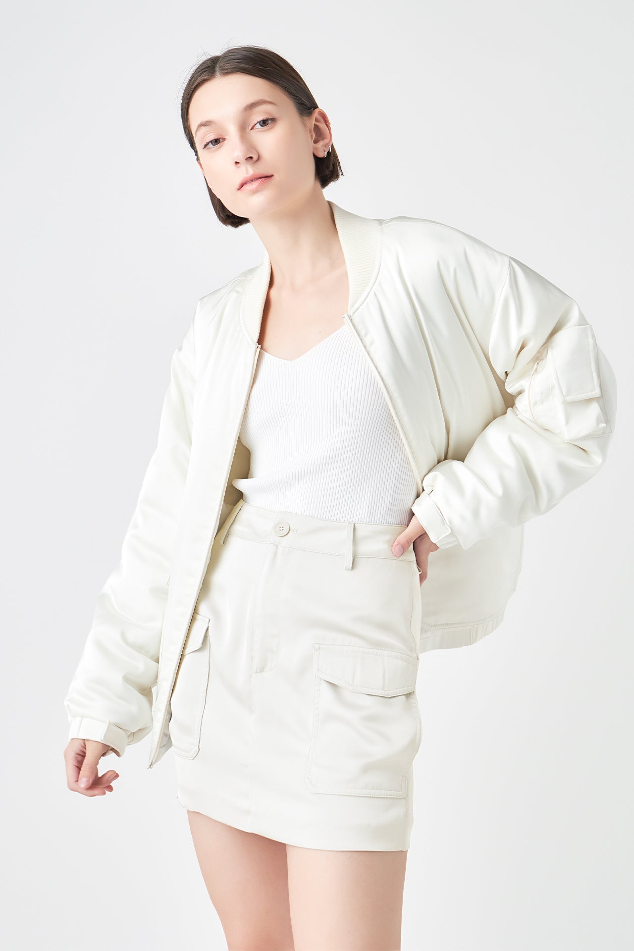 GREY LAB - Satin Bomber Jacket - JACKETS available at Objectrare