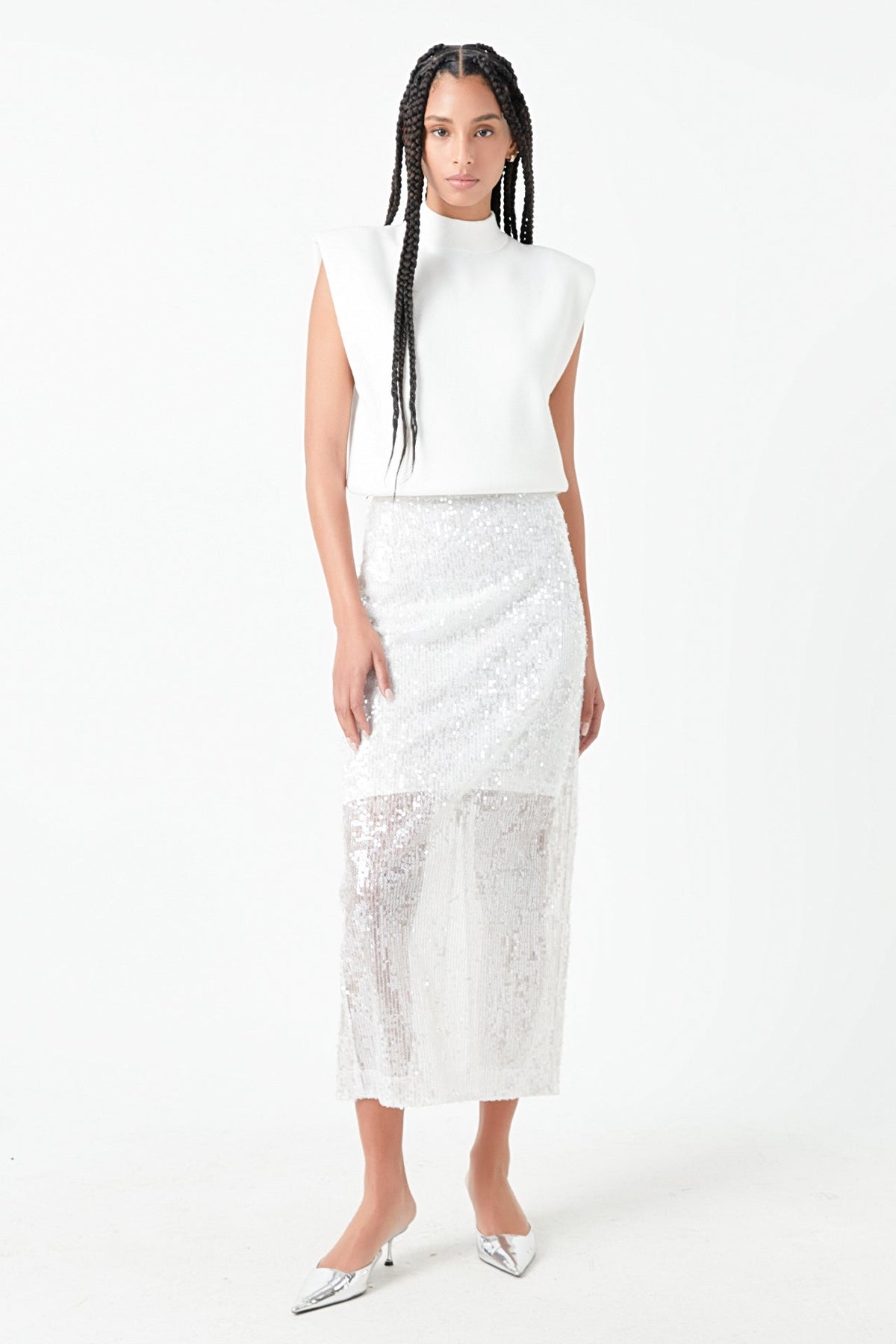 GREY LAB - Sequin Back Slit Maxi Skirt - SKIRTS available at Objectrare