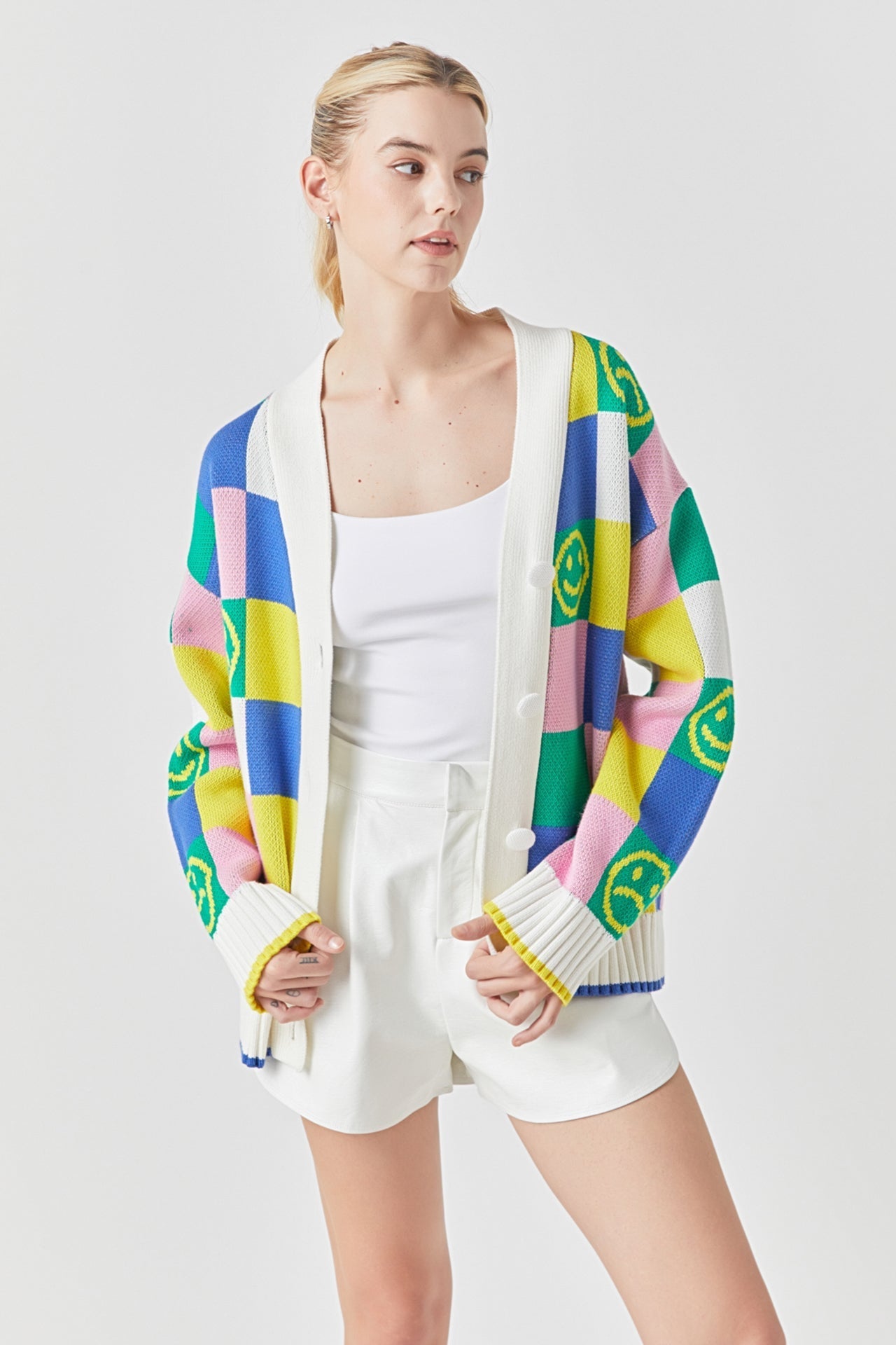 GREY LAB - Smiley Colorblock Knit Cardigan - CARDIGAN available at Objectrare