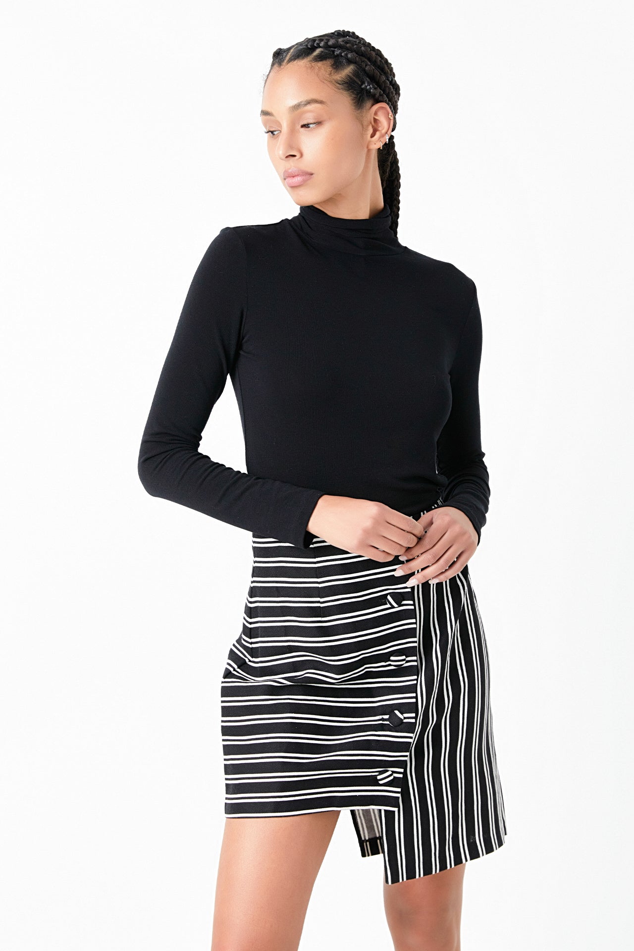 GREY LAB - Striped Asymmetrical Skirt - SKIRTS available at Objectrare