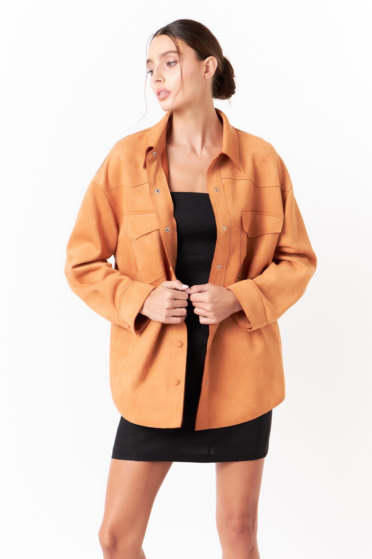 GREY LAB - Oversized Faux Suede Shirt - SHIRTS & BLOUSES available at Objectrare