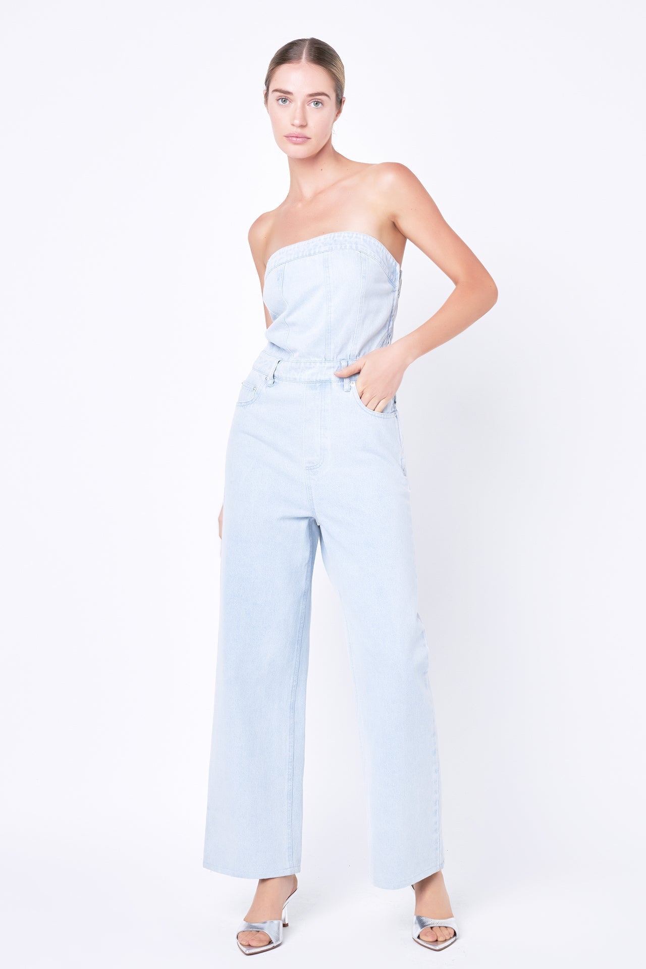 GREY LAB - Corset Denim Jumpsuit - JUMPSUITS available at Objectrare