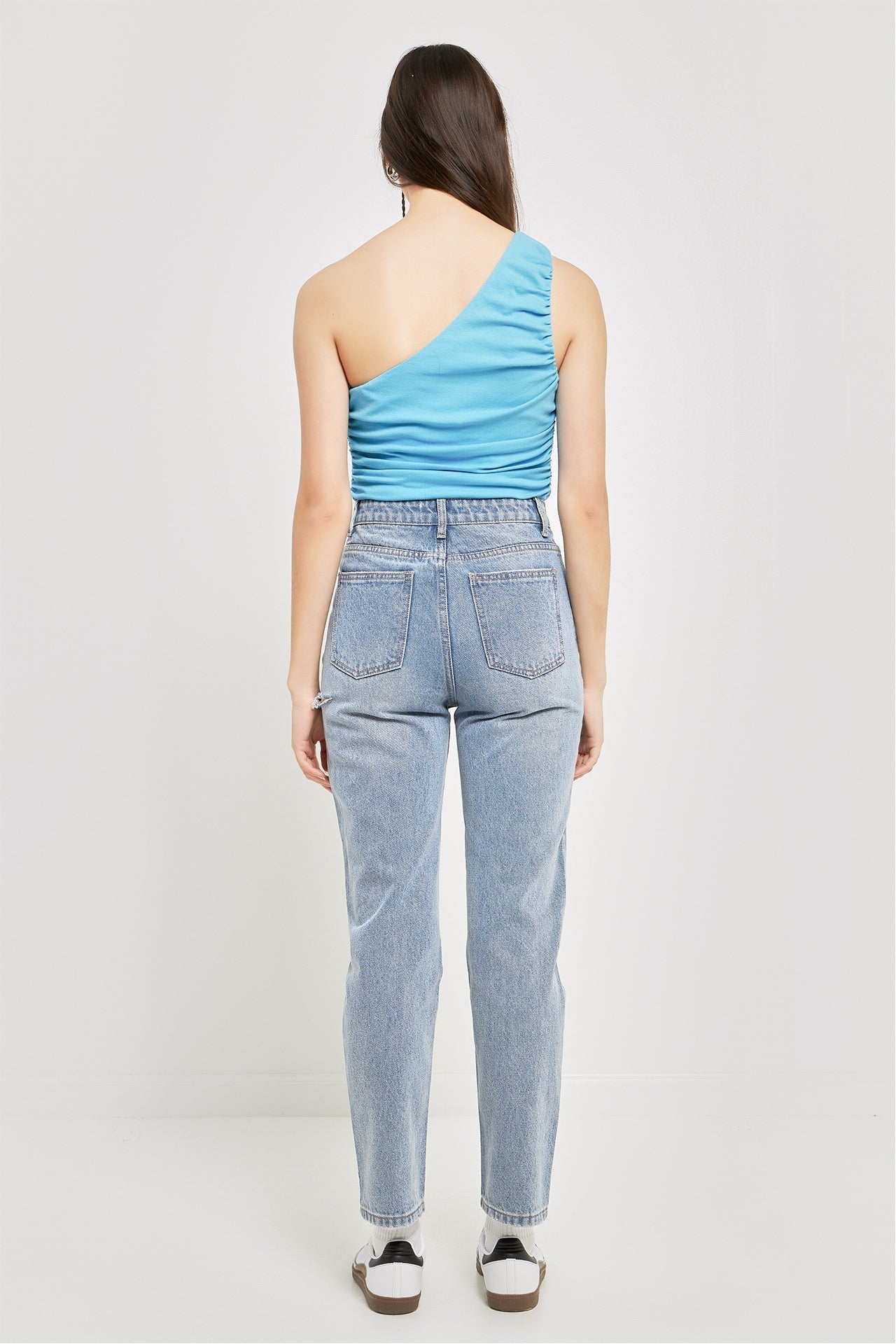 GREY LAB - Ruched One Shoulder Crop Top - TOPS available at Objectrare