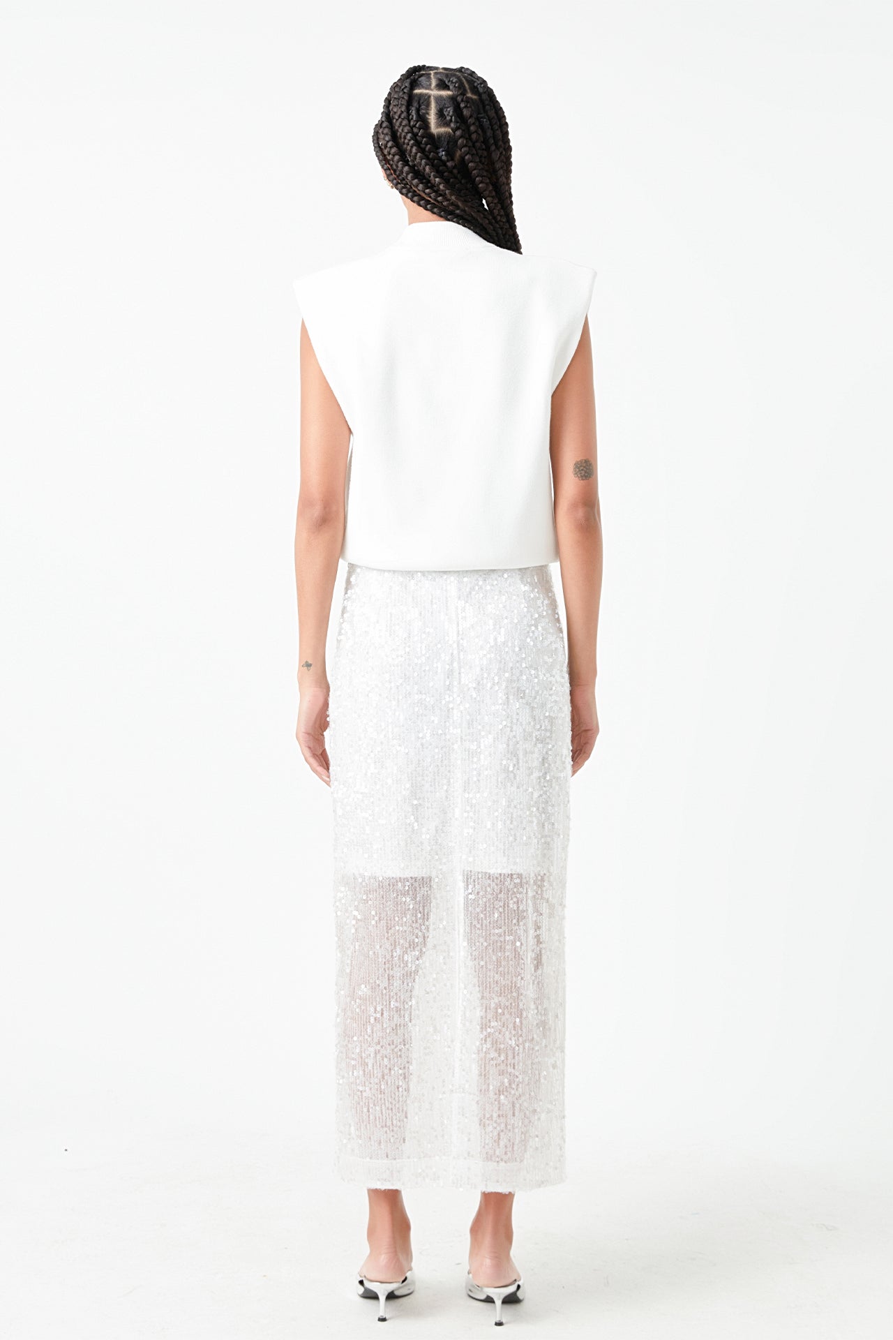 GREY LAB - Sequin Back Slit Maxi Skirt - SKIRTS available at Objectrare