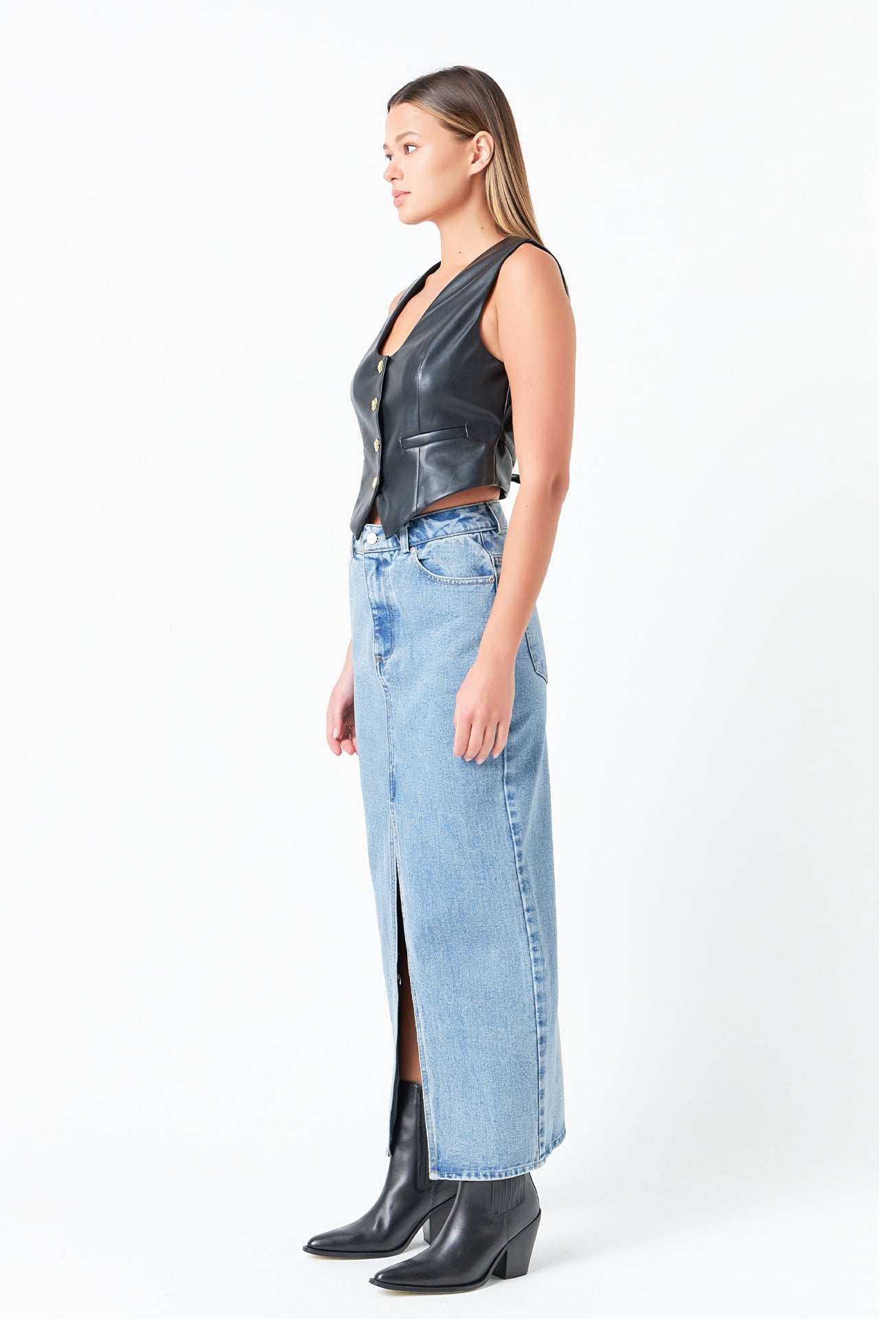 GREY LAB - Denim Maxi Skirt - SKIRTS available at Objectrare
