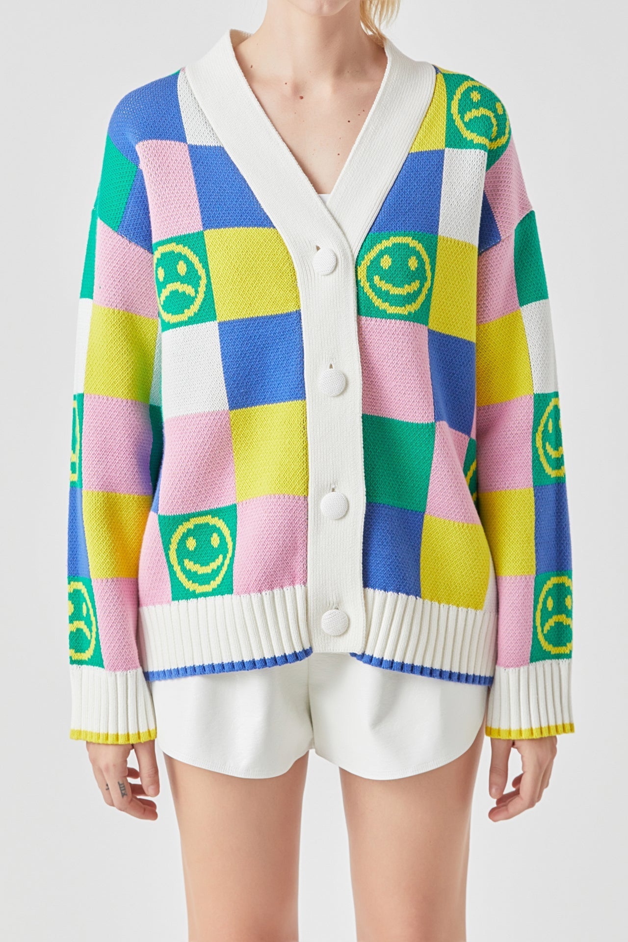GREY LAB - Smiley Colorblock Knit Cardigan - CARDIGAN available at Objectrare