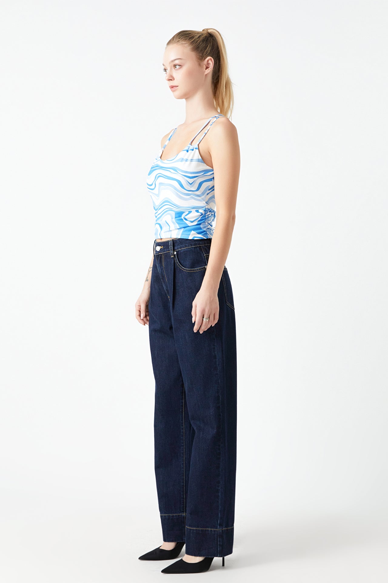 GREY LAB - Marble Print Knit Top - TOPS available at Objectrare