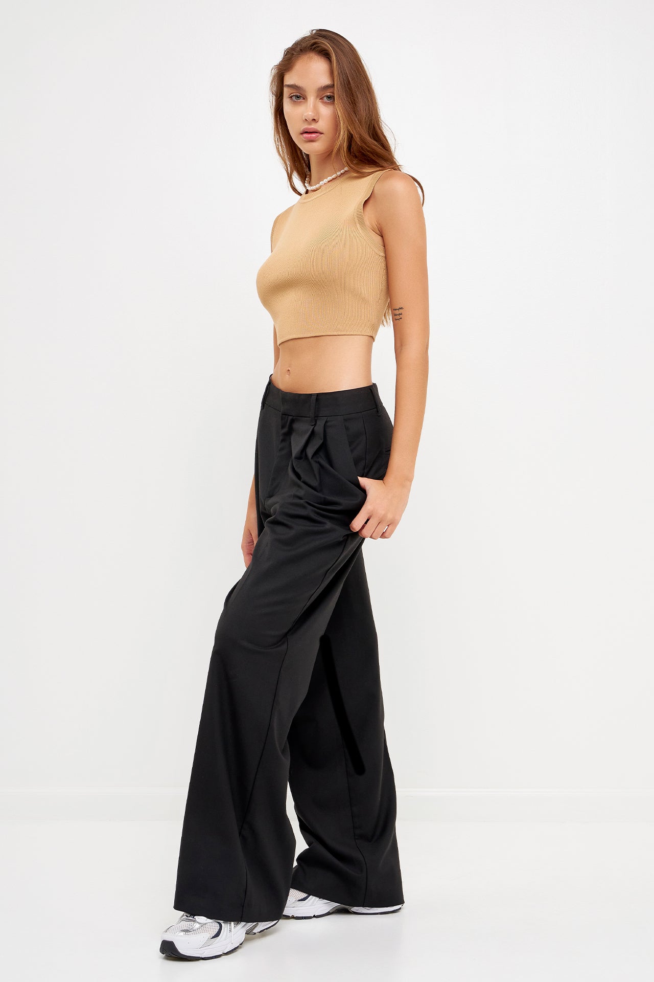 GREY LAB - Knit Crew Neck Cropped Tank Top - CAMI TOPS & TANK available at Objectrare
