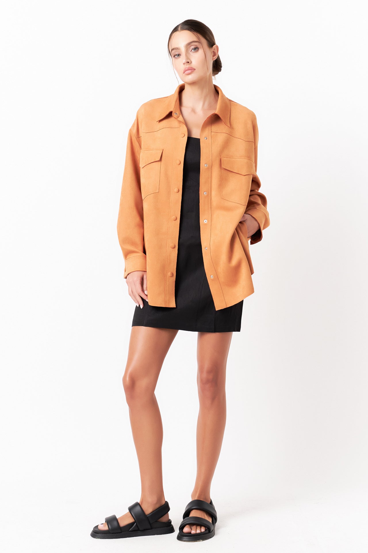 GREY LAB - Oversized Faux Suede Shirt - SHIRTS & BLOUSES available at Objectrare