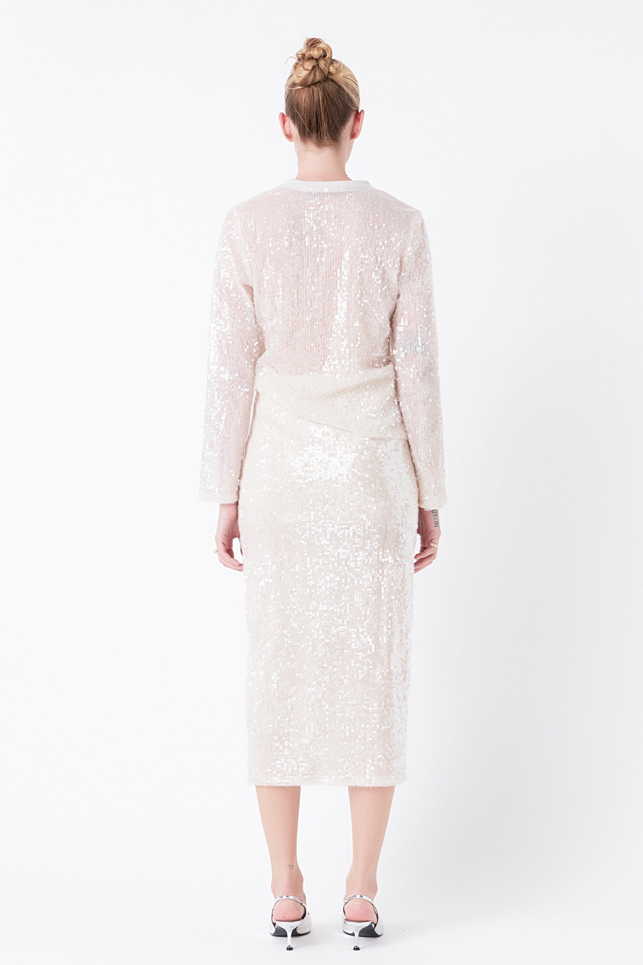 GREY LAB - Sequin Vent Midi Skirt - SKIRTS available at Objectrare