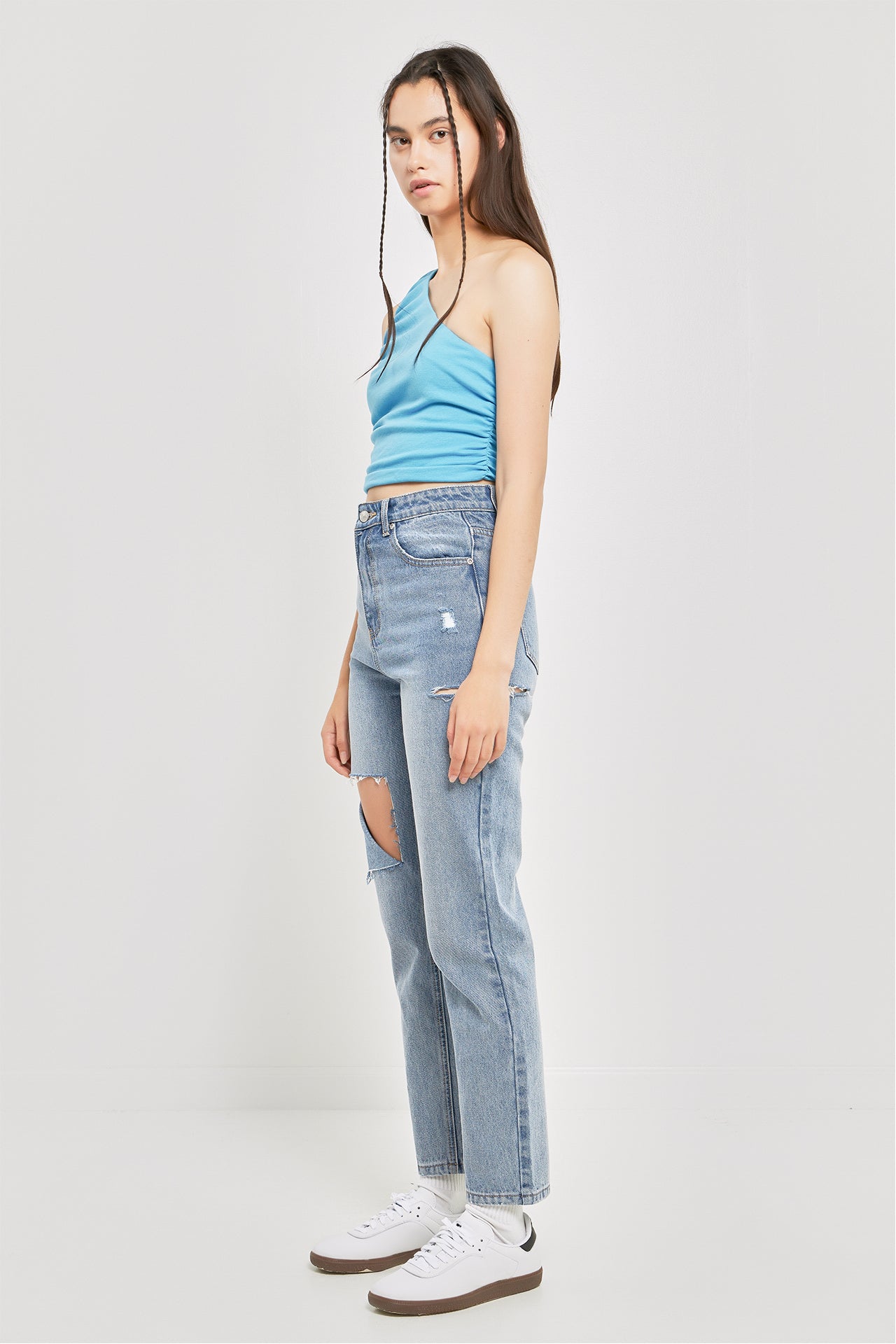 GREY LAB - Ruched One Shoulder Crop Top - TOPS available at Objectrare