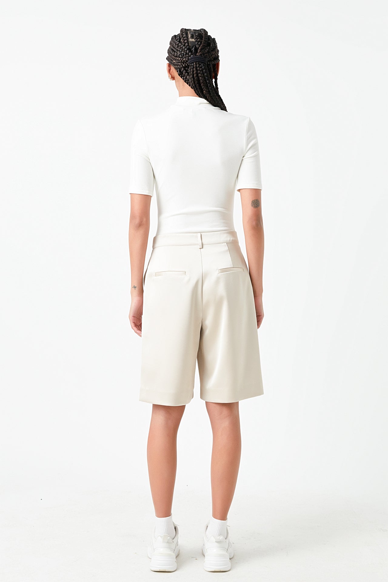 GREY LAB - Pleated Wide Satin Shorts - SHORTS available at Objectrare