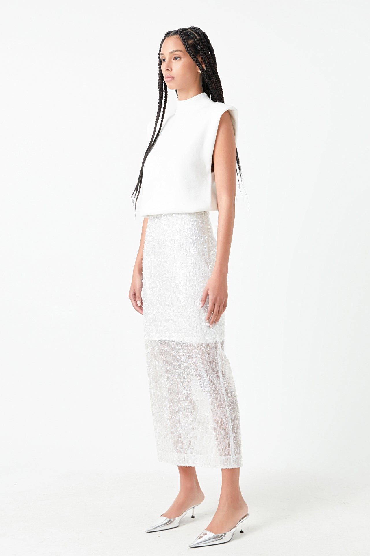 GREY LAB - Sequin Back Slit Maxi Skirt - SKIRTS available at Objectrare