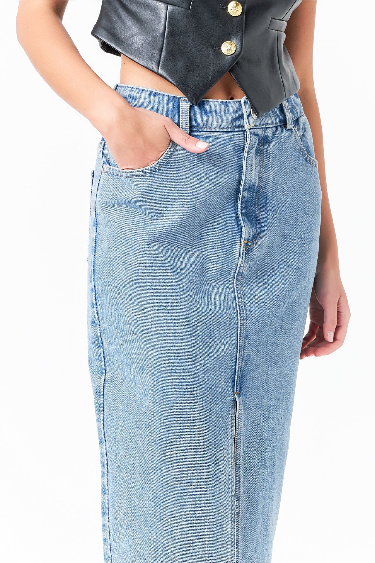 GREY LAB - Denim Maxi Skirt - SKIRTS available at Objectrare