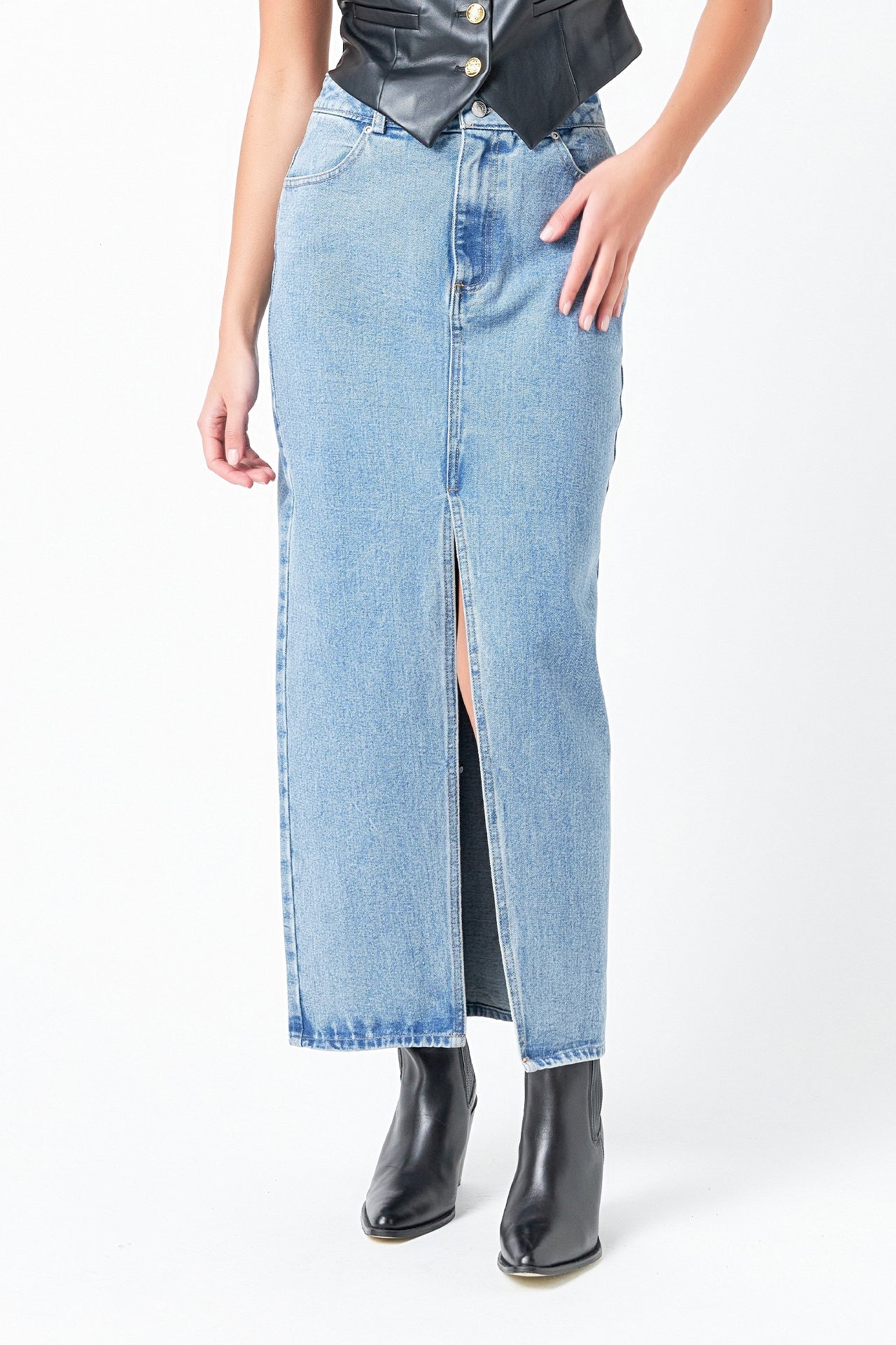GREY LAB - Denim Maxi Skirt - SKIRTS available at Objectrare