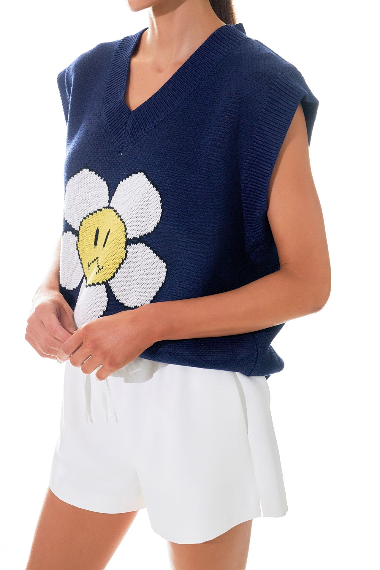 GREY LAB - Daisy Jacquard Knit Sweater Vest - VESTS available at Objectrare