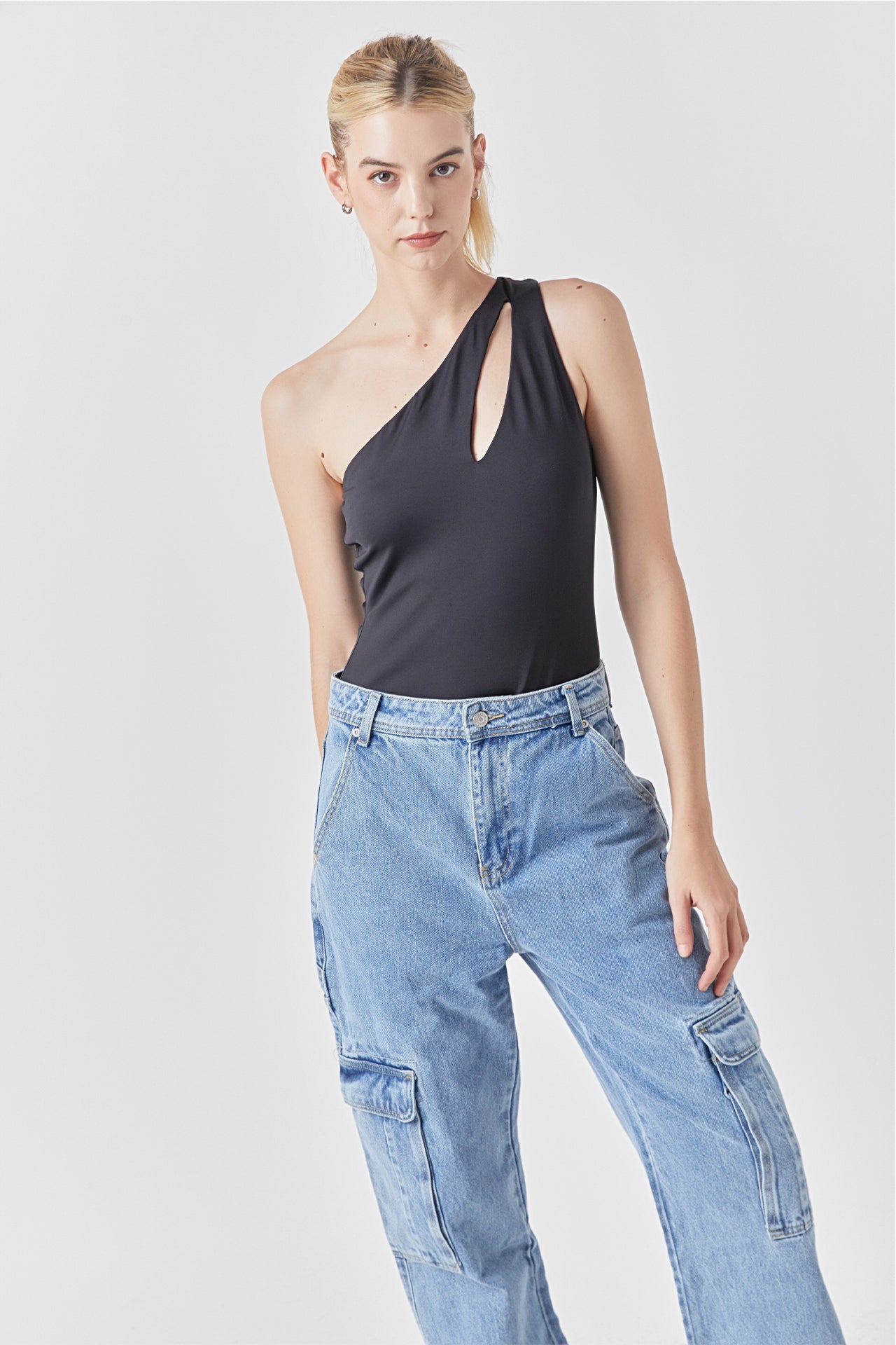 GREY LAB - Cut Out Asymmetric Bodysuit - BODYSUIT available at Objectrare