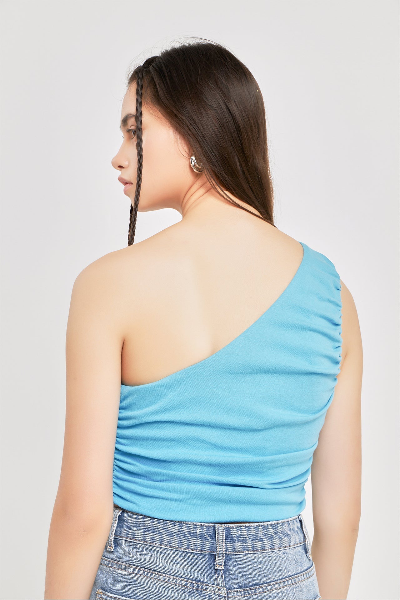 GREY LAB - Ruched One Shoulder Crop Top - TOPS available at Objectrare