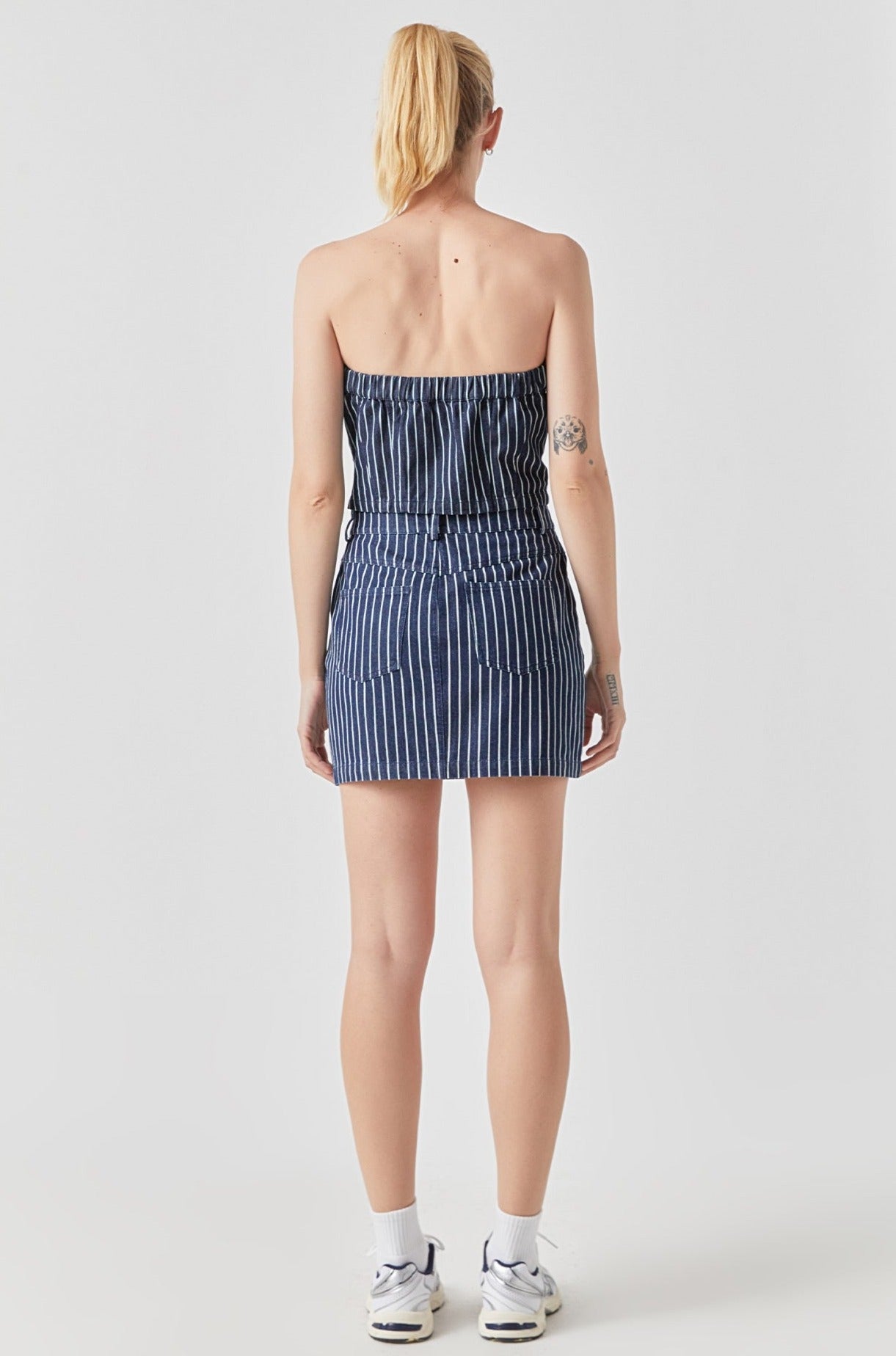 GREY LAB - Pin Striped Denim Mini SKirt - SKIRTS available at Objectrare