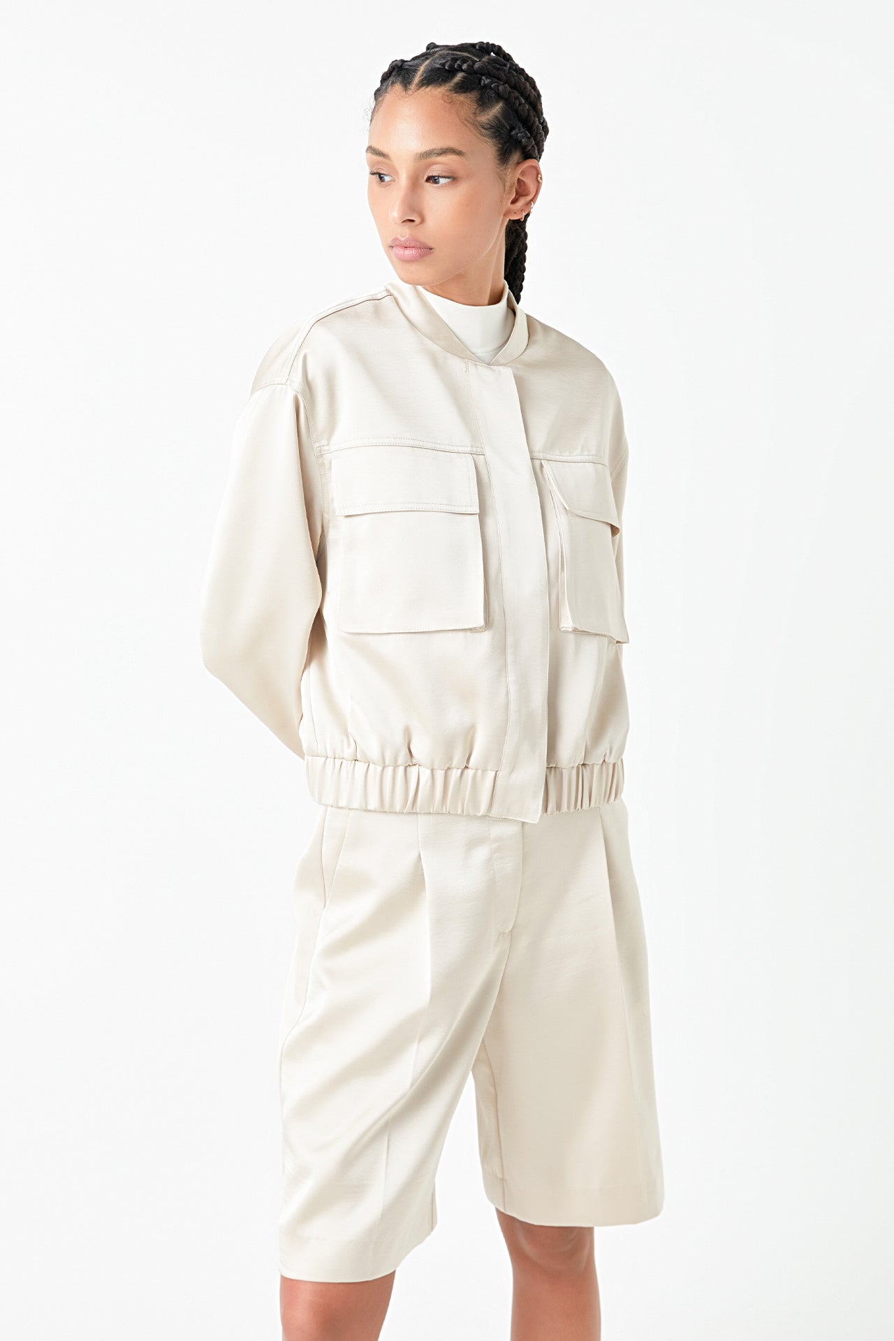 GREY LAB - Pocket Satin Jacket - JACKETS available at Objectrare