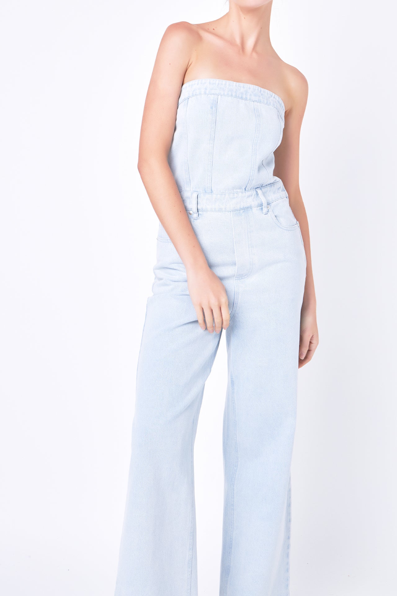 GREY LAB - Corset Denim Jumpsuit - JUMPSUITS available at Objectrare