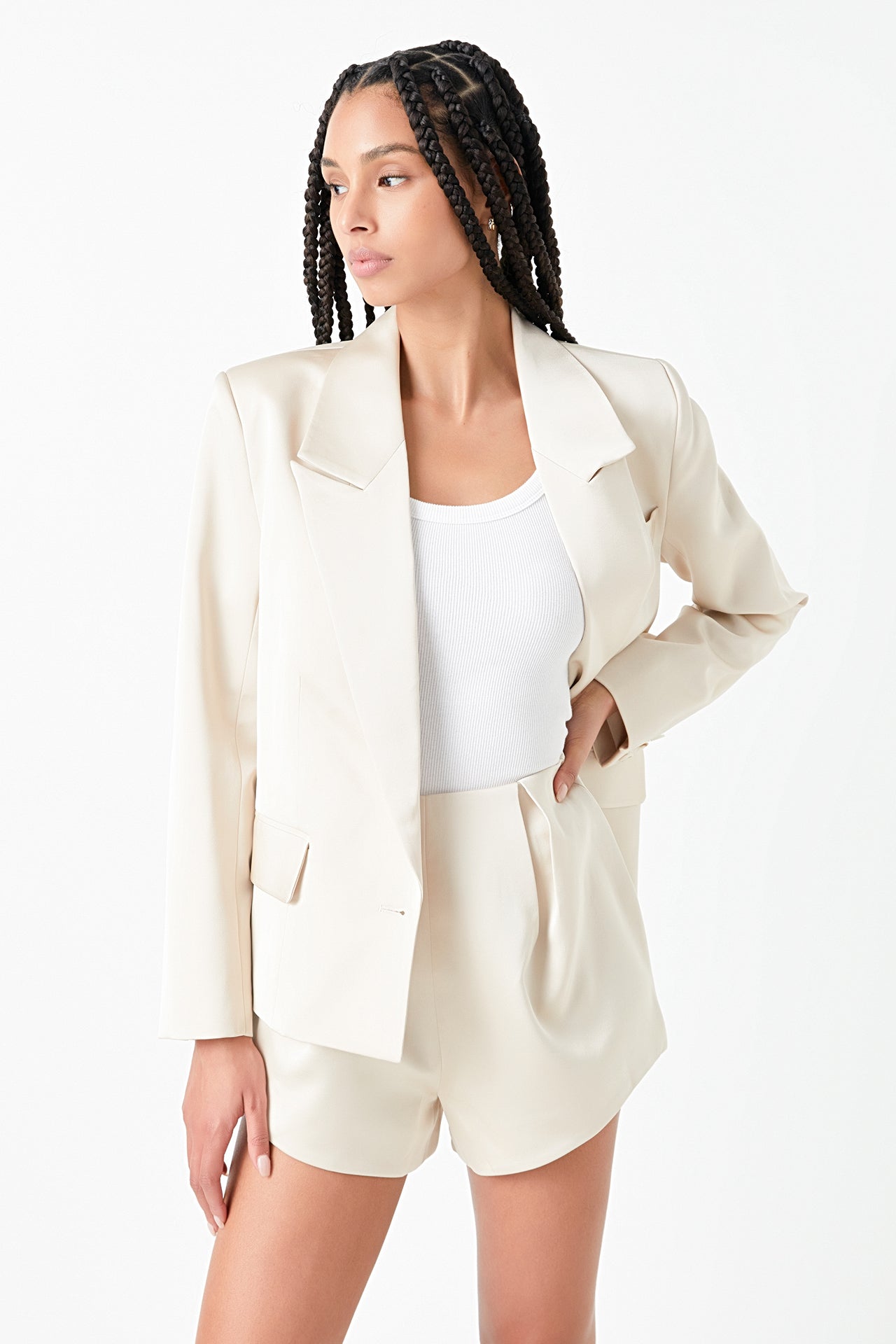 GREY LAB - One Button Satin Blazer - BLAZERS available at Objectrare