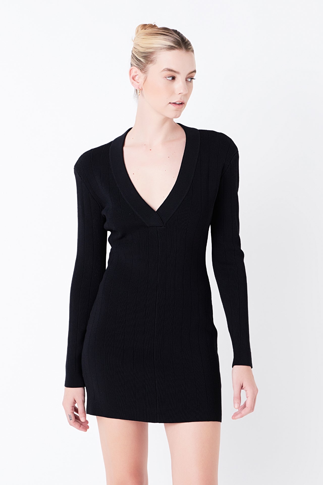 GREY LAB - Power Shoulder Mini Knit Dress - DRESSES available at Objectrare
