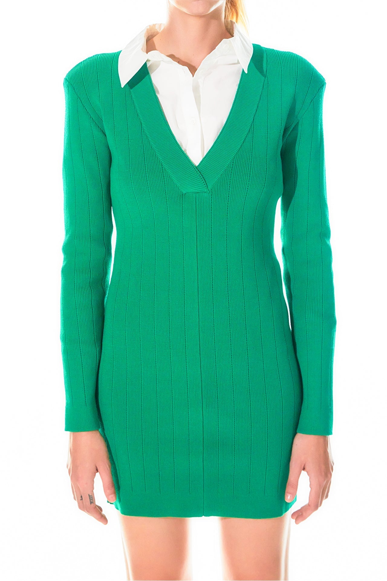 GREY LAB - Power Shoulder Mini Knit Dress - DRESSES available at Objectrare