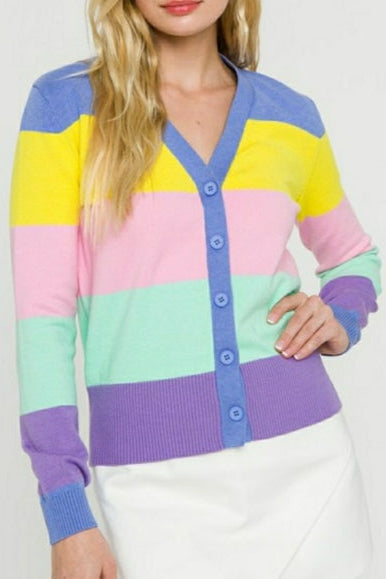 ENGLISH FACTORY - Long Sleeve Color Block Cardigan - CARDIGANS available at Objectrare