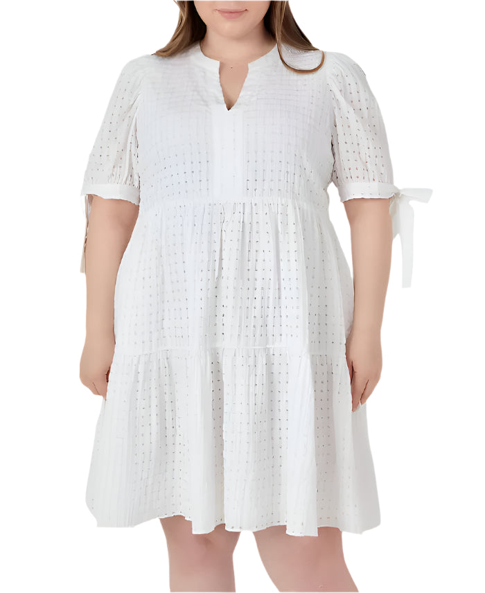 English Factory Women's Plus Size Printed Mini Dress, 2X, Cotton