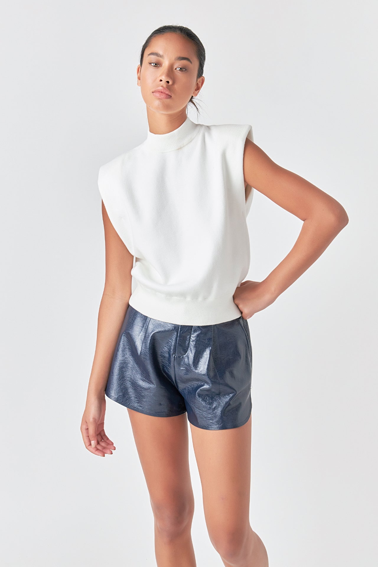 GREY LAB - Mock Neck Sleeveless Knit Top - TOPS available at Objectrare
