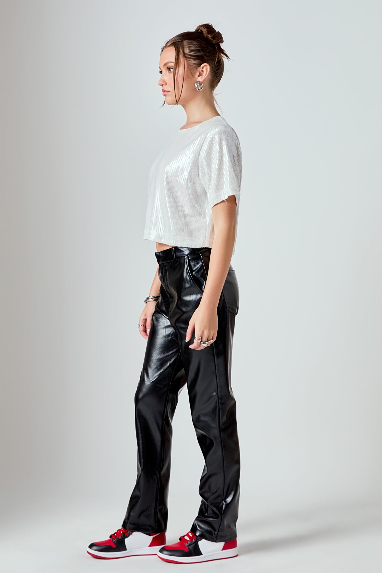 ENDLESS ROSE - Sequins Cropped Top - T-SHIRTS available at Objectrare