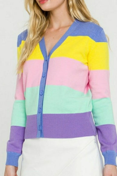 ENGLISH FACTORY - Long Sleeve Color Block Cardigan - CARDIGANS available at Objectrare