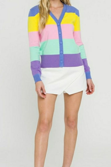ENGLISH FACTORY - Long Sleeve Color Block Cardigan - CARDIGANS available at Objectrare