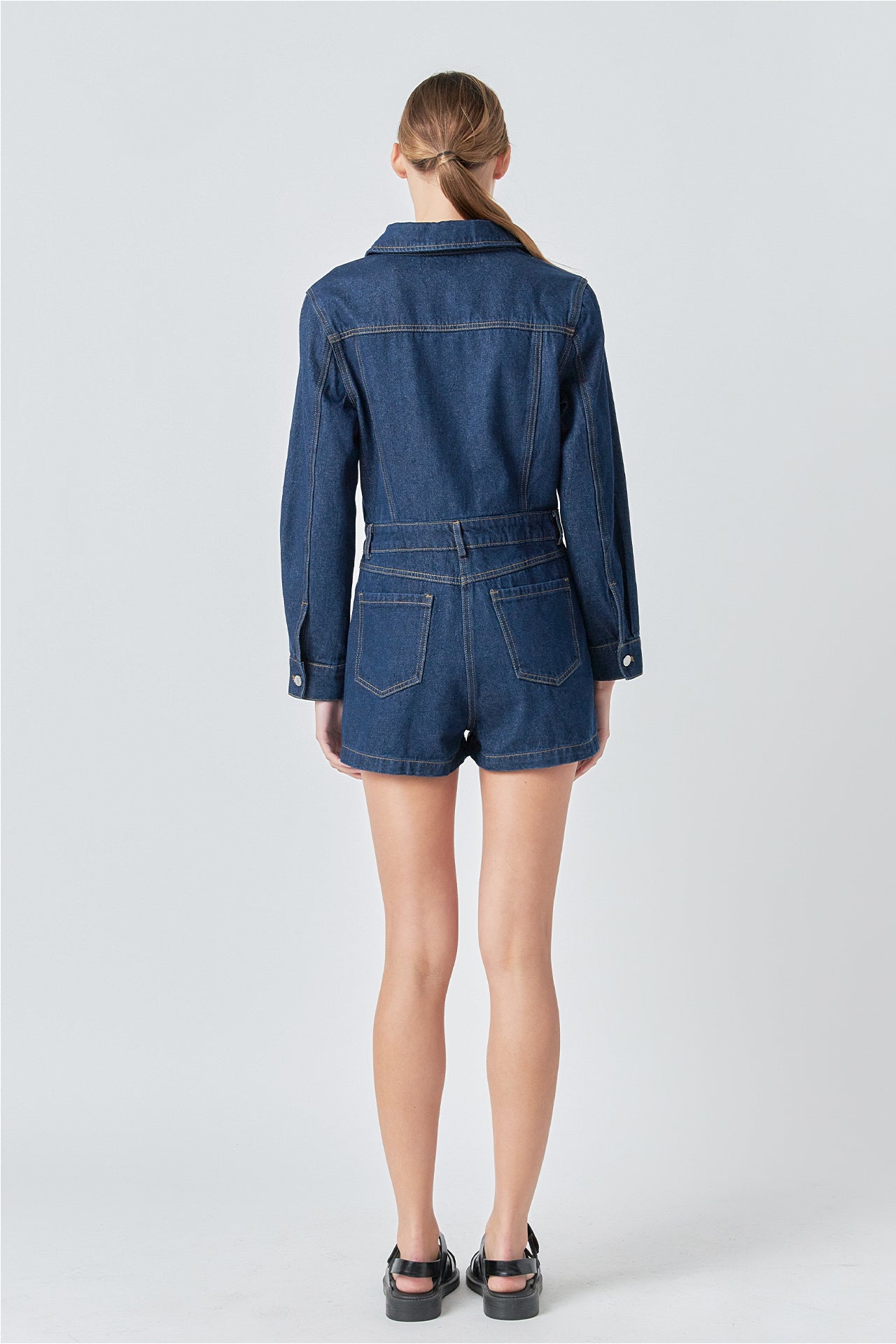GREY LAB - Denim Mini Jumpsuit - JUMPSUITS available at Objectrare