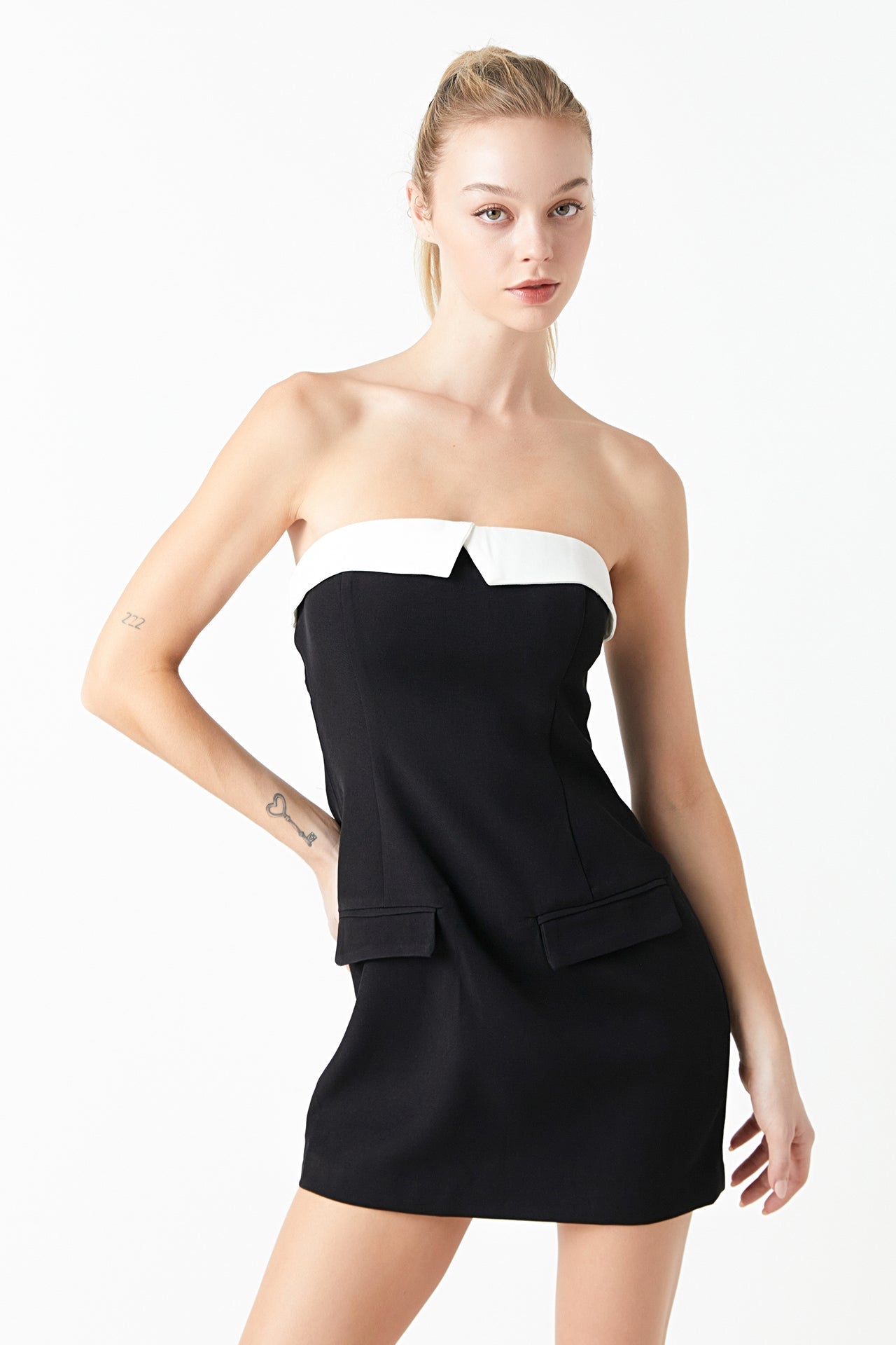 GREY LAB - Strapless Contrast Mini Dress - DRESSES available at Objectrare