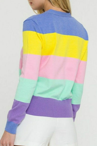 ENGLISH FACTORY - Long Sleeve Color Block Cardigan - CARDIGANS available at Objectrare