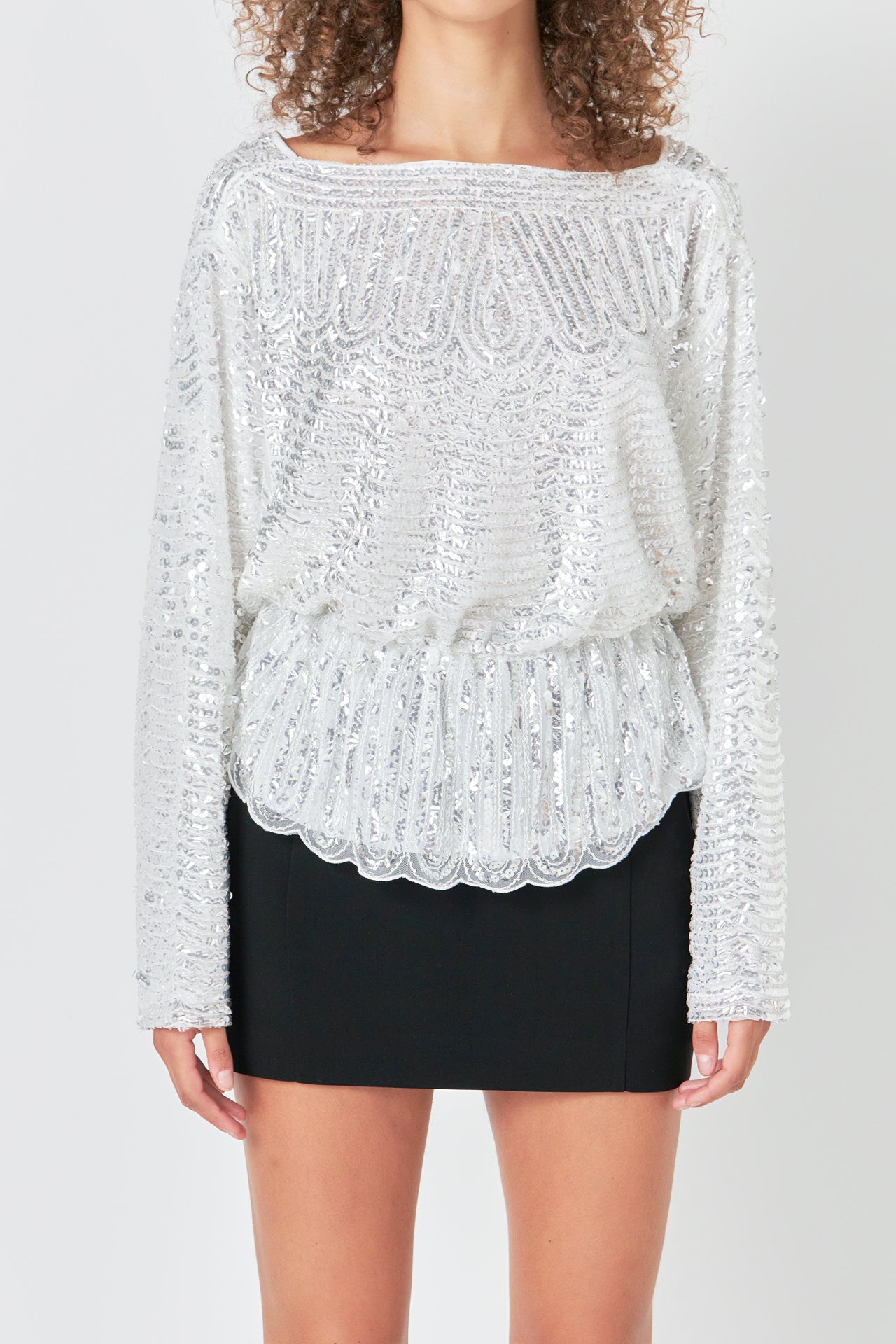ENDLESS ROSE - Peplum Sequins Top - TOPS available at Objectrare