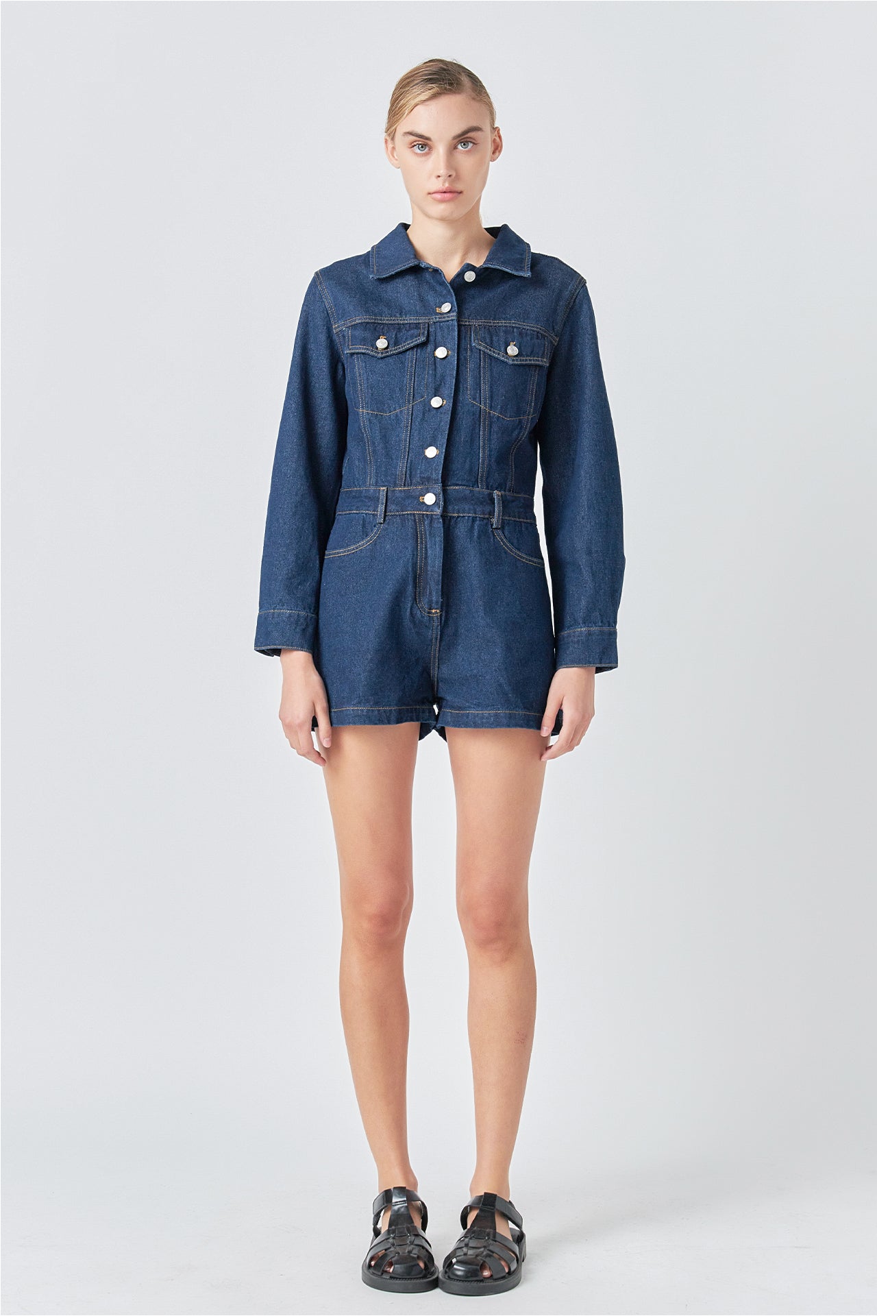 GREY LAB - Denim Mini Jumpsuit - JUMPSUITS available at Objectrare