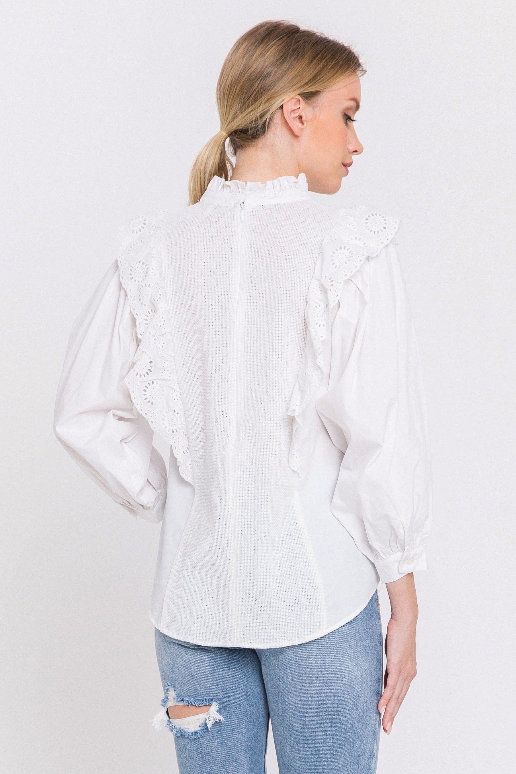 ENDLESS ROSE - High Low Lace Combo Blouse - SHIRTS & BLOUSES available at Objectrare