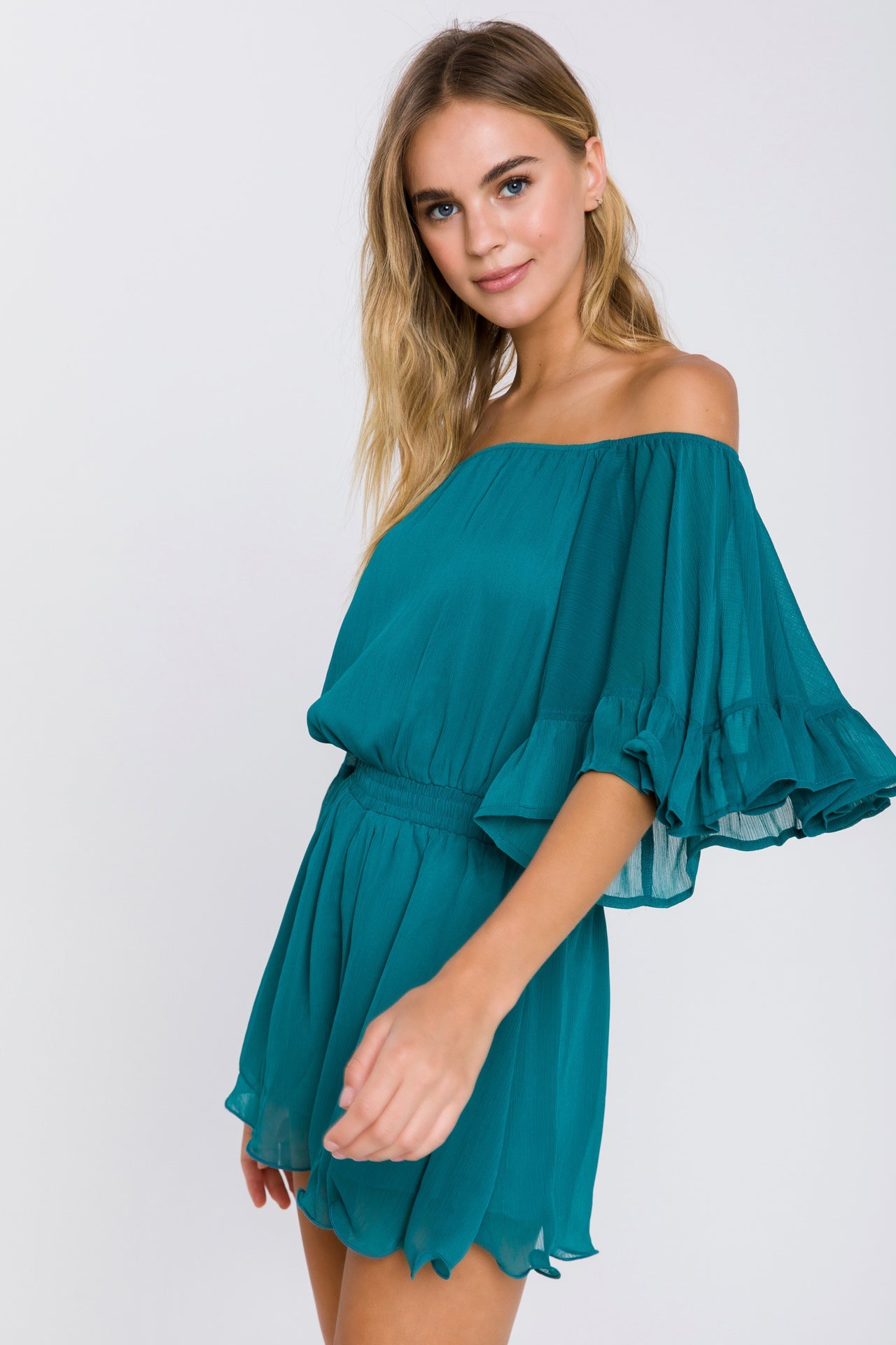 Ruffled Sleeve Romper